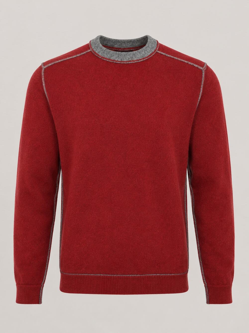 Bugatchi Uomo Men’s XL 100% Cashmere Red Contrast Stitch Sweater